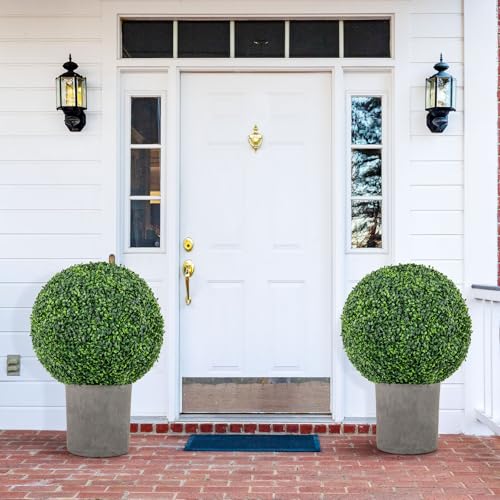 Goplus 2 PCS 20 Inch Artificial Plant Topiary Ball, Round Faux Boxwood Balls Outdoor, Fake Plant Sphere for Front Door, Porch, Backyard, Balcony, Patio, Garden, Wedding and Home Décor - size: 20 Inch