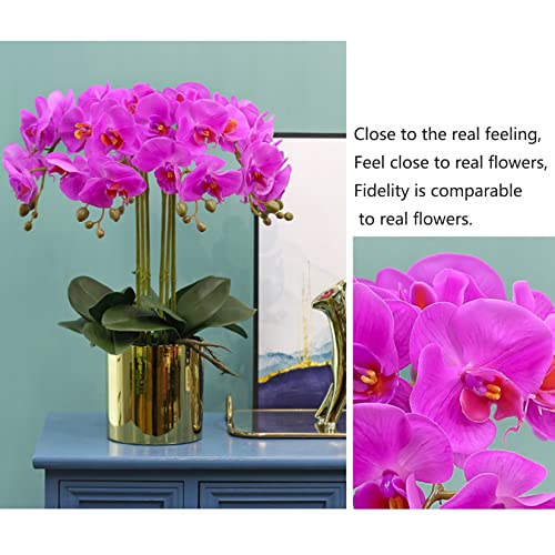 FagusHome 32 Inch Artificial Phalaenopsis Flowers 6 Pcs Artificial Orchid Flowers Stem Plants for Home Décor (Purple) - color: Purple