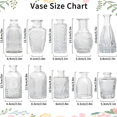 Vintage Flower Vase Set of 24, Clear Glass Bud Vases for Decor, Wedding, Party - color: Clear-24