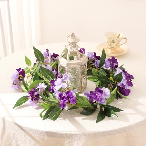 Floweroyal 4 Pack Artificial Flower Garlands 15.8FT Fake Impatiens Vines Silk Flowers Hanging Impatien Ivy for Wedding Arch Party Home Garden Wall Decor (Purple) - color: Impatiens-purple, size: 4pcs