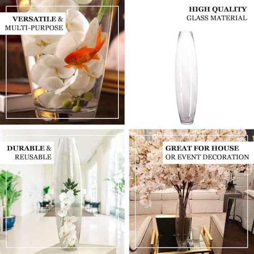 Efavormart 31" Tall Tapered Cylinder Glass Vase Clear Floor Vase Centerpiece for Table Décor - color: Clear, size: 32‘’