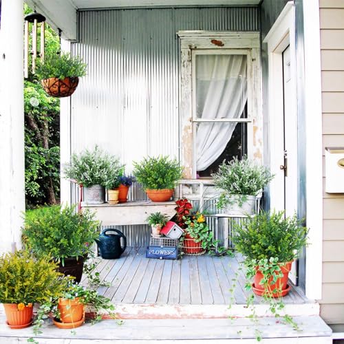 RECUTMS Artificial Outdoor Plants Artificial Flowers for Outside Artificial Plants Indoor Faux Spring Flowers Outdoor Fake Plants Flower Fillers for Bouquets Spring Vase Filler(Green) - color: Green, size: 36 Bundles