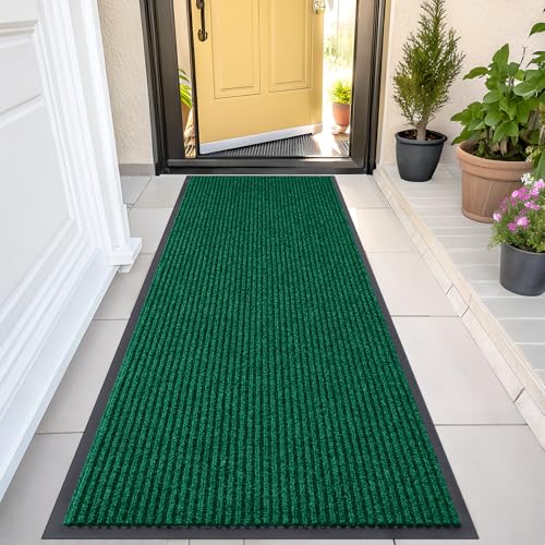 OLANLY Front Door Mat Indoor Outdoor Entrance, Waterproof Heavy Duty Doormat, Fade Resistant, Low Profile, Easy Clean Patio Porch Welcome Floor Mats for Entry, 47x23, Green - color: Green, size: 47" X 23"