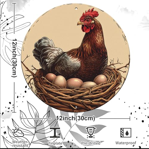 Chicken Coop Hen Vintage Metal Tin Sign Chicken Wreath Wall Decor Kitchen Farmhouse Outdoor Chicken Decor For Chicken Lovers Chicken House Decor 12 Inch - color: Thanksgiving 1, size: 12 inches