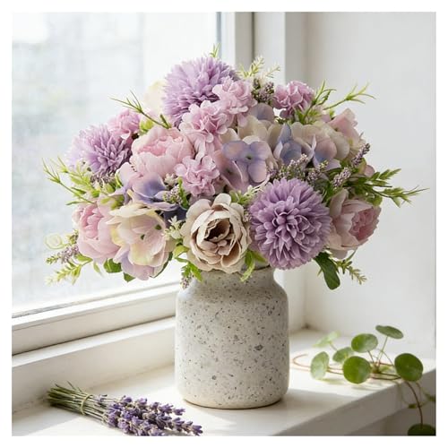 Simulated Flowers, European Colorful Peonies, Simulated Flowers, Finished Bouquets, Home furnishings, Wedding DIY Decorative Flowers(Color12)