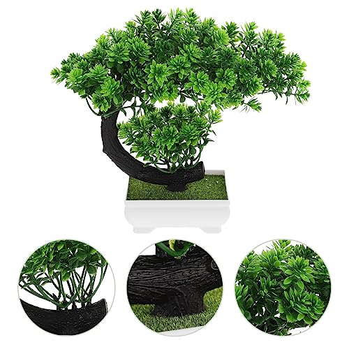 GANAZONO Small Artificial Plants for Home Decor Indoor Mini Artificial Bonsai Tree Japanese Fake Plants for Bedroom Aesthetic - color: Green