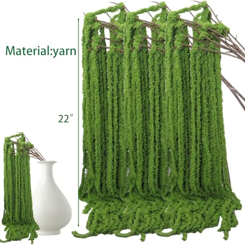 4pcs Artificial Yarn Amaranthus 22" Faux Yarn Lover Tears Fake Hanging Green Plants for Floral Arrangement Vase Bouquets Home Office Wedding Decor(Green) - color: Green, size: 4pcs