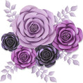 Rainbows & Lilies 10pc Large Paper Flowers Decorations for Wall – 3D Flower Wall Backdrop for Nursery, Girls Room, Baby Shower, Wedding, Bridal Shower – Pre-Assembled Reusable Purple Rose Decor Set