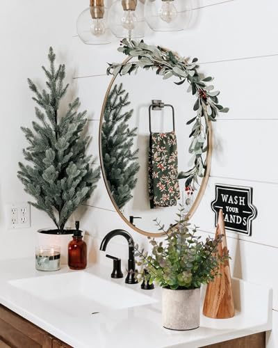 Coferset 2 Pack Small Fake Plants Christmas Greenery Eucalyptus Potted Artificial Plants for Shelf Desk Home Bathroom Farmhouse Room Coffee Table Decor Christmas Decor(Purple) - color: Purple-small