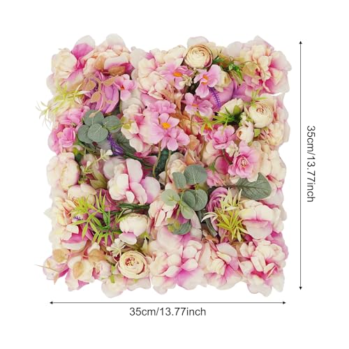 Flower Wall Backdrop, 14x14 Inch Artificial Flower Wall Panels, Peony Dahlia Wall Flowers Wall Decor for Photo Background Home Party Wedding Backdrop Decoration (Purple) - color: Purple