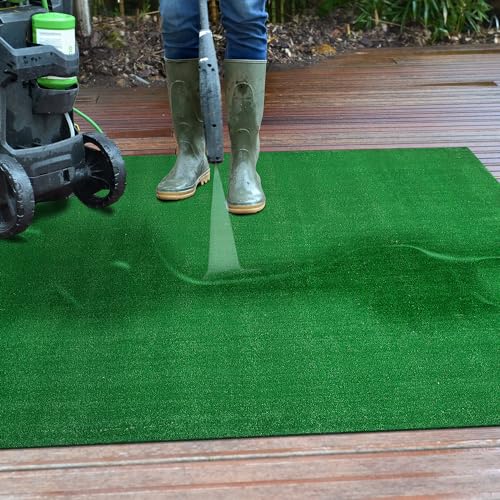 Rugshop Artificial Turf Solid Grass for Backyard, Garden, Patio, Balcony, Garage, Deck Indoor Outdoor Area Rug 5' x 7' Green - size: 5' x 7' (Rectangular)