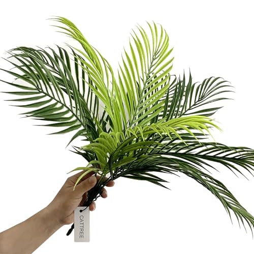 CATTREE Artificial Plants, Fake Tropical Palm Plastic Shrubs Fern Leaves Grass Coconut Tree Faux Bushes Indoor Outdoor Home Garden Verandah Office Table Centerpieces Arrangements DIY Decoration 1 Pack - color: Palm Plants 1pcs