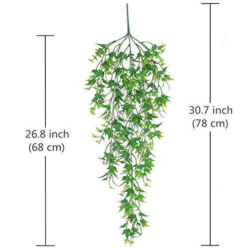 Artificial Hanging Vine, Sweet Potato Leaves Plastic Plants Greenery Faux Ivy Garland Fake Plant UV Resistant for Indoor Outdoor Garden Door Wall Baskets Wedding Party Table Decoration Green 4 Pcs - color: Sweet Potato Vine-green-4 Pcs
