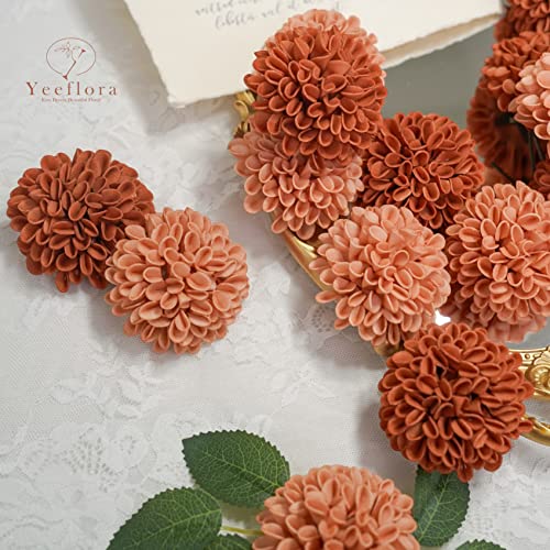 Artificial Flowers, 25pcs Rose for DIY Wedding Bouquets Centerpieces Arrangements, Terracotta Dahlia Flowers with Stem Bridal Shower Party Home Decorations - color: Terracotta Dahlia, size: 25pcs