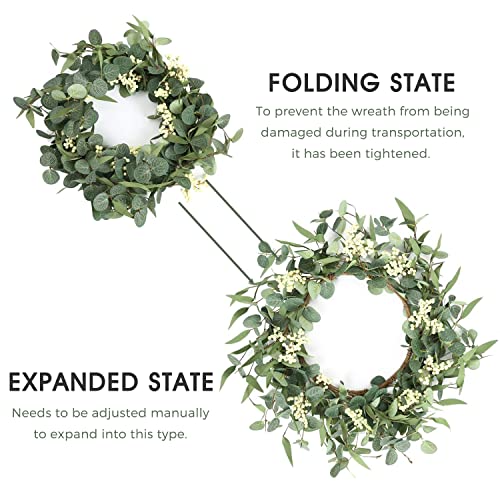 Pinkpum 2 Pack Wreaths for Front Door 20'' Christmas Eucalyptus Wreath, Spring Summer Door Green Wreath for Home Porch Window Wall Farmhouse Home Decor Indoor Outdoor Summer All Seasons - color: White, size: 20'' x 2
