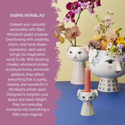 Bjørn Wiinblad Eva Vase | Hand-Painted Glazed Ceramic | Rose Pink | 9.3 in - color: Pink, size: Standard