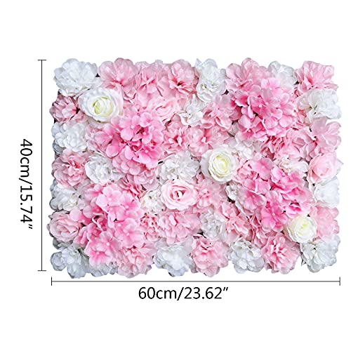 16"x 24" Artificial Flower Wall Panels,Flower Wall Mat Silk Flower Panels for Outdoor Garden Backyard Fence Fence Privacy Screen and Indoor Wall Decor (6Pcs Pink+White,Style 2) - color: 6Pcs Pink+White,Style 2