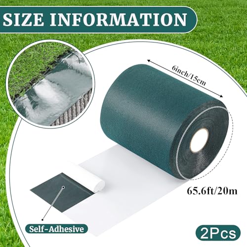 Gersoniel 2 Rolls 6 in x 65.6 ft Self Adhesive Turf Seam Tape Artificial Grass Turf Tape for Artificial Lawn Carpet Jointing, Indoor Outdoor Rug, Pet Grass Mat Connecting - size: 6 in x 65.6 ft
