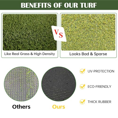 1.38" Artificial Grass Turf 5 x 10 FT, Indoor Outdoor Garden Lawn Landscape Patio Turf Grass Rug, Dog Grass Turf Pads Mat, Thick Fake Faux Turf, Dog Pets Grass Mats for Puppy Training - size: 5x10FT