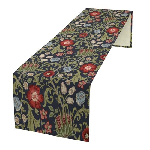 Vintage Flower Table Runner for Linen Table Decor, Retro Botanical Floral Printed for Dining Room Kitchen Farmhouse Office Party Holiday Decorate 13" x 36" - color: Floral_11, size: 13"W x 36"L (Pack of 1)