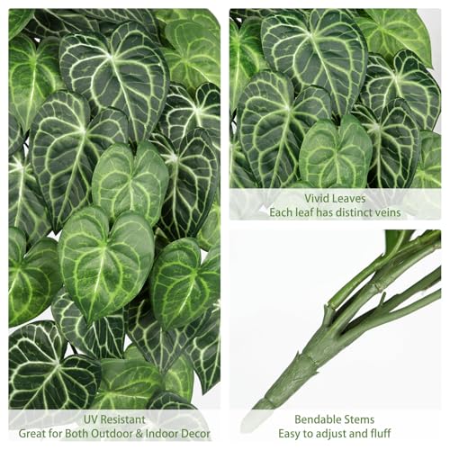 2 Packs UV Resistant Artificial Hanging Plants Outdoors & Indoors, 33" Large Fake Pothos Plants Faux Monstera Vines Hanging Greenery for Planter, Shelf, Wall, Window Box, Porch, Patio, Garden Decor - color: #Mix Green Monstera Vines