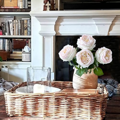 YalzoneMet 3.5'' Big Bloom Flesh Pink Rose Artificial Flowers 4Pcs Real Touch Rose Faux 17.7 Inch Long Stem Austen Roses Peonies Fake Flowers for Home Kitchen Party Christmas Flower Wedding Decor - color: Flesh Pink