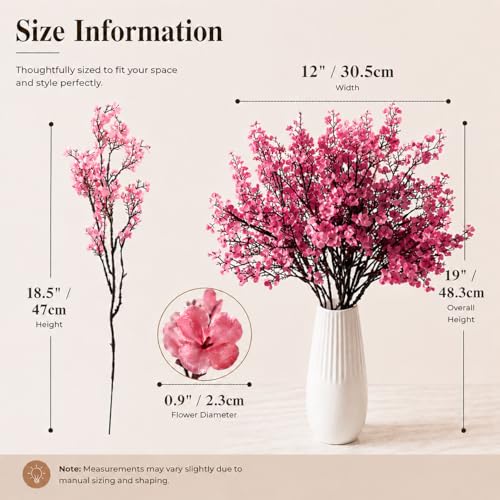 Mandy's 6 Bundles Artificial Light Brown Baby’s Breath Flowers | 18.5 Inch Silk Gypsophila European Style Modern Home Decor Centerpiece Neutral Wedding Flower Arrangements - color: Pink
