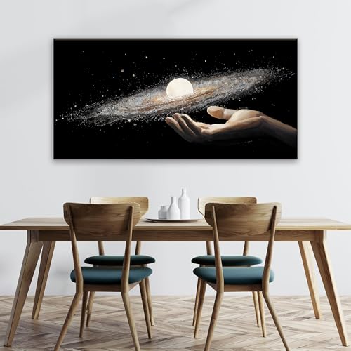 Abstract Wall Art Decorations Modern Science Fiction Wall Art The Universe In Hand Canvas Art Wall Decor For Living Room Bedroom Office Bathroom Home Wall Decor 24x48 Inch - color: White Black, size: 48"L x 24"W