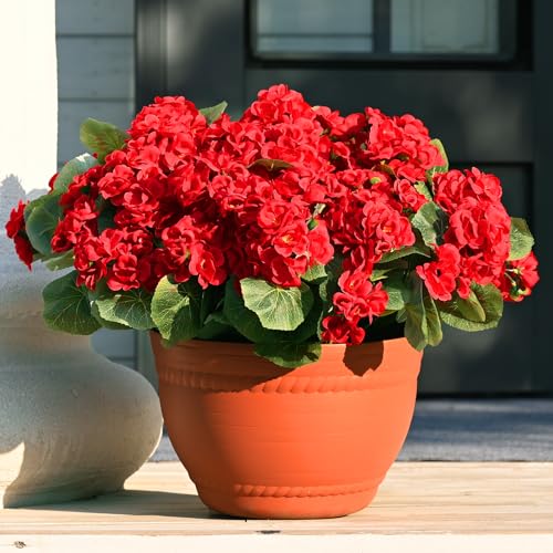 Waipfaru 6 Pcs Artificial Fake Flowers for Outdoors, UV Resistant Outdoor Artificial Plants, Silk Geraniums Red Spring Flower for Garden Porch Planter Patio Balcony Yard Home Decoration (6, Red) - color: Red, size: 6 PCS
