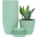 SwinDuck 6inch 12Pack Plant Pots, Plastic Planter for Indoor Outdoor Flowers Plants, Green - color: Green