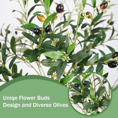 Caxchiling Large Artificial Olive Tree 6FT, Fake Tree for Indoor Outdoor, Lifelike Faux Floor Plants with Heavy Trunk with Vines and Moss Topper, Home Office Decor for Living Room Bedroom Doorway - color: Olive, size: 6ft Plus