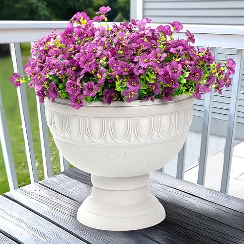 Artificial Flowers for Outdoor Indoor Garden Home Decoration, Faux Flower Daisy with Eucalyptus Leaves Fake Plants Greenery Boxwood Porch Patio, 12 Bundles - color: Red2