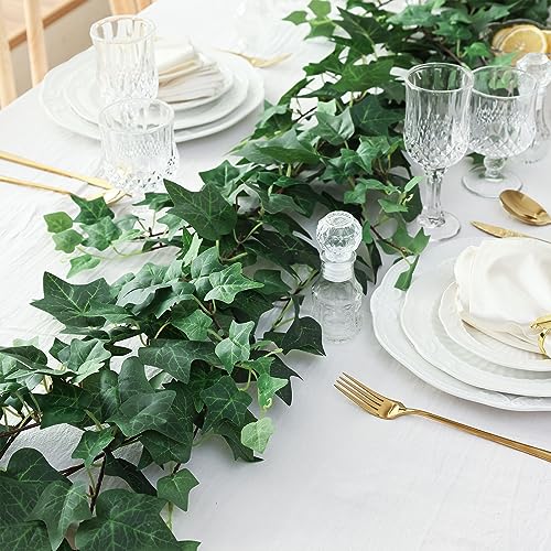 mizii 5 Pack 395" Artificial Vines Ivy Garland Fake Vine Realistic Silk Green Leaves Faux Hanging Plants Greenery Decoration for Outdoors Wedding Arch Party Indoor Mantle Bedroom Home Decor - color: Ivy