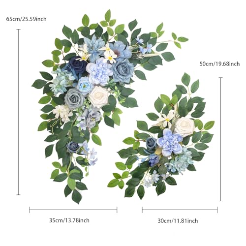 Pack of 2 Artificial Flowers for Backdrop Decoration, Wedding Arch Flowers,Reception Welcome Sign, Eucalyptus Garland, Suited to Aisle Decor and Wedding Arches(Blue) - color: Blue