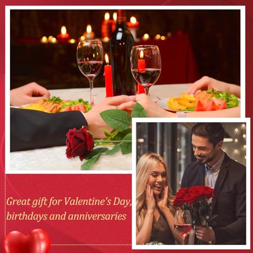 Hotop 80 Pcs Rose Artificial Flowers Bulk with Long Stem, Silk Roses Realistic Fake Flowers Bouquet for Wedding Table Centerpieces Bridal Shower Party Home Decorations(Burgundy) - color: Burgundy