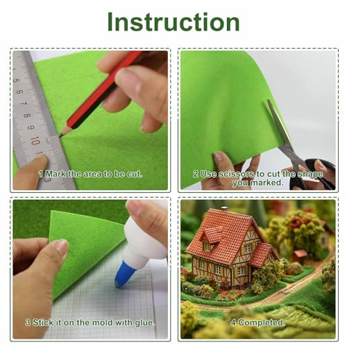 CP418YG Artificial Model Grass Mat Trains Grass Green 40 x 99cm or 16"x 38"for Decoration Craft Scenery Model DIY (8mm(0.31inch)) - size: 8mm