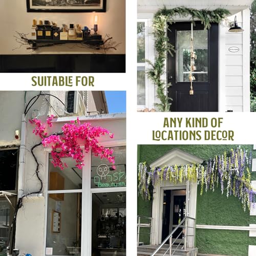 118" Flexible Large Artificial Fake Reptile Plants Tree Branches Twigs Cherry Blossom Liana Wall Hanging Wreath Trunk Stick Vines Garland Wedding Garden X'Mas Halloween Jungle Decoration - size: Large