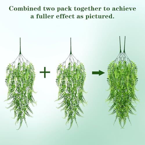 Waipfaru 4Pcs Fake Ferns Fake Hanging Plants Artificial Ferns for Outdoors，UV Resistant Plastic Fake Plants for Indoor Wall Porch Wedding Party Holiday Decor - color: Ferns, size: 4Pcs Plants