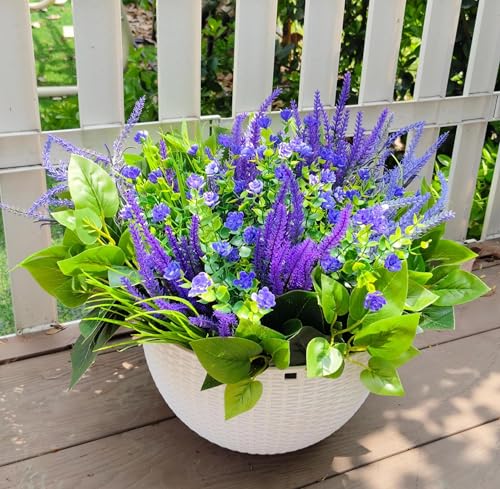 LUNETH 18PCS Artificial Plants for Outdoor Decor Fake Plants Realistic Faux Greenery & Flowers Fake Plastic Leaves with Stems Artificial Outdoor Bushes for Garden Porch and Patio UV Resistant - color: Mix-2