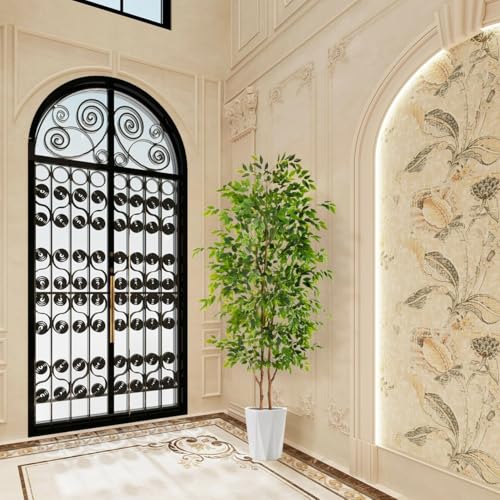 Warmplants 8ft Artificial Ficus Tree, 96” Realistic Ficus Leaves Large Fake Plant with Basket, Indoor Outdoor Potted Faux Tree for Home Garden Office House Livingroom Décor - color: Ficus, size: 8ft