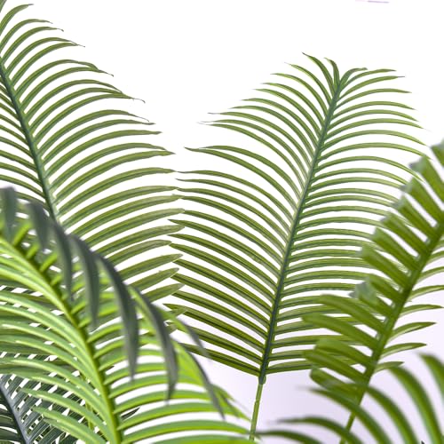 Artificial Golden Cane Palm Tree 7Feet Faux Plant for Home Decor Indoor Outdoor Faux Areca Palm Tree in Pot for Home Office Perfect Housewarming Gift with Adjustable Trunk - size: 3ft 1in