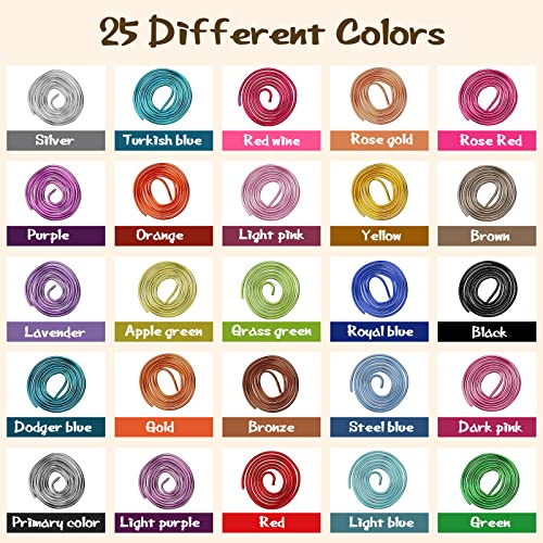 Ferraycle 25 Rolls 1230 Feet Colored Aluminum Craft Wires, 25 Colors 20 Gauge/ 0.8 mm Flexible Metal Artistic Floral Beading Wire for Jewelry DIY Craft Wreath Making - color: 25 Colors, size: 1230 Feet
