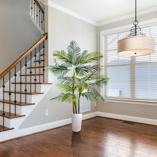 Warmplants Artificial Palm Tree, 7ft Fake Areca Palm Plant with Basket, Large Faux Phoenix Palm UV Resistant Plants for Indoor Outdoor Home Garden Patio Office Décor - color: Palm, size: 7ft