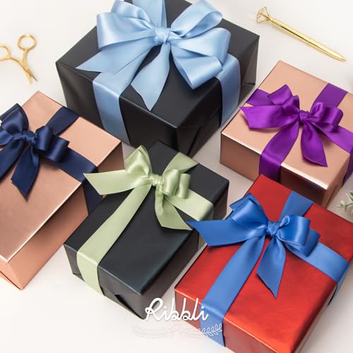 Ribbli Dusty Blue Satin Ribbon,Double Faced Satin 1 inch x Continuous 25 Yards,Use for Bows Bouquet,Gift Wrapping,Wedding Decoration,Floral Arrangement - color: Blue Dusty, size: 1 inch