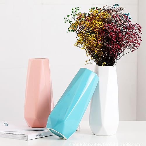 Ceramic Vase, 7.4 Inch for Pampas Calla Lily Tulip, Flower Vase Minimalism Style for Modern Table Shelf Home Decor, Fit for Housewarming, Weddings, Birthday, Christmas, Thanksgiving, New Year - color: White
