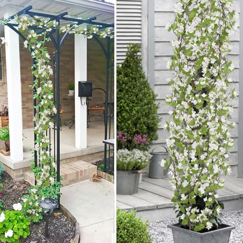 CITYES Artificial Bougainvillea Flowers Garland White Silk Bougainvillea Vines UV Resistant Realistic Faux Hanging Flowers Plants for Outdoor Outside Summer Decoration Porch Patio Balcony Yard Wall - color: White