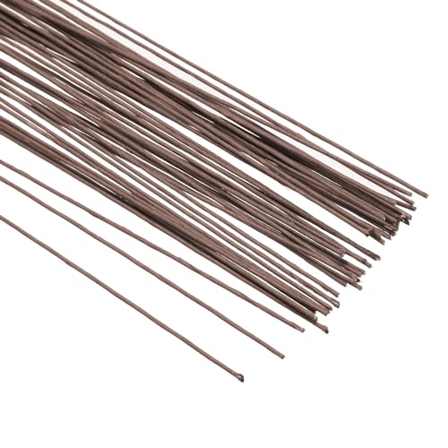 PATIKIL 22 Gauge 14" Floral Stem Wire, 50 Pcs Paper Wrapped Iron Artificial Flower Stem Accessories for DIY Bouquet Stem and Craft Decoration, Brown - color: Brown