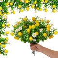 10 Pack Artificial Lemon Branches Decoration Fake Lemon Stems with Green Leaves and Daisies for Farmhouse Home Wedding Birthday Table Centerpiece & Party Arrangement - style: Lemon