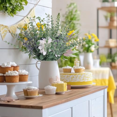 CEWOR 24pcs Eucalyptus Stems Artificial Eucalyptus Leaves Fake Greenery Branches Fake Flowers for Wedding Centerpiece Spring Easter Farmhouse Home Decoration - color: Grey Green, size: 24 pcs