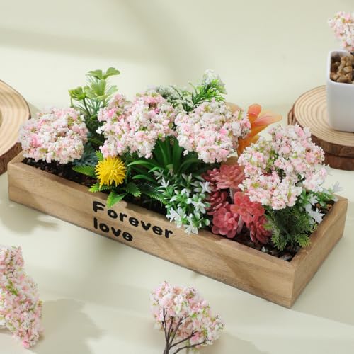 HOMSFOU 8pcs Cherry Blossom Tree Model, Artificial Blossom Cherry Tree Scenery Model Miniature Sand Table Accessories for Train Railway Architecture Diorama Micro Landscape Garden Yard Decor